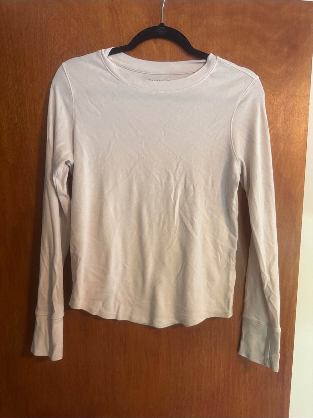 Rachel Zoe Long-Sleeve Crewneck Top in Light Beige